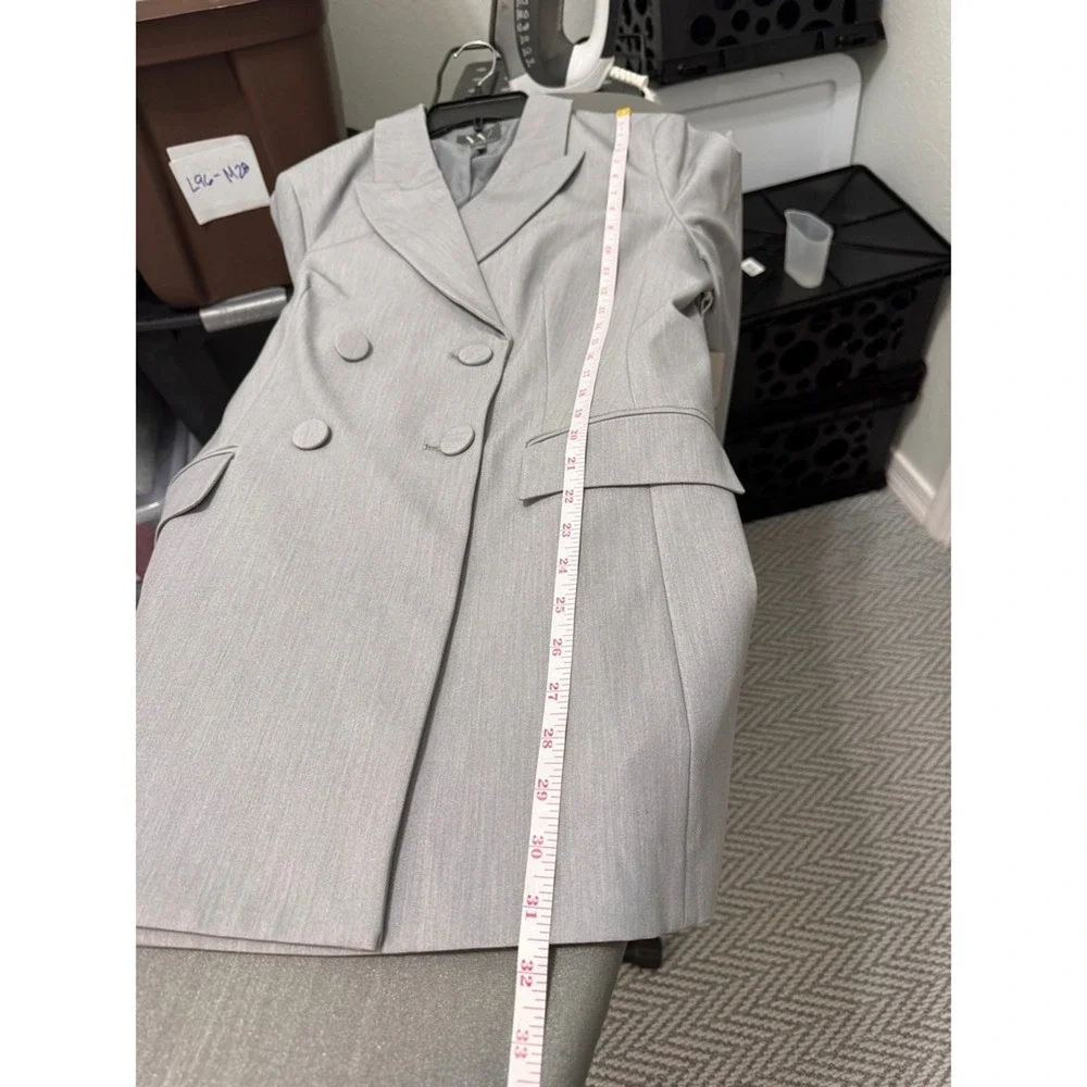 Worthington‎ Blazer Women's 14 Gray Double Breasted Blaze Long Office NWT